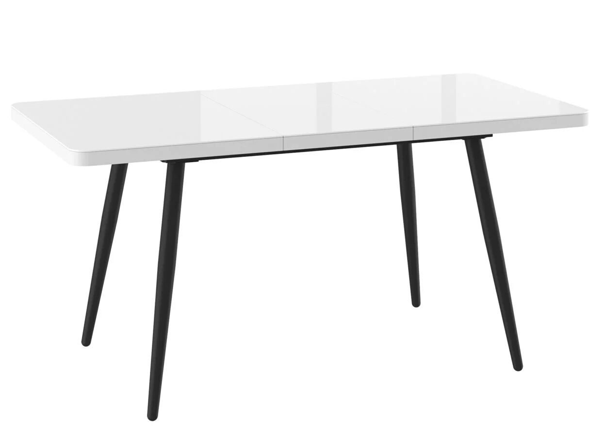 белый стол с черным стеклом